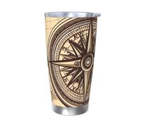 WSOIHFEC Tumbler da 590 ml in acciaio inox con coperchio e cannuccia bicchieri isolati sottovuoto doppia parete tazza da viaggio legge della bussola navigazione tazza da caffè tazza da caffè tazza per
