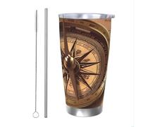 WSOIHFEC Tumbler da 590 ml in acciaio inox con coperchio e cannuccia bicchieri isolati sottovuoto doppia parete tazza da viaggio legge della bussola navigazione tazza da caffè tazza da caffè tazza per