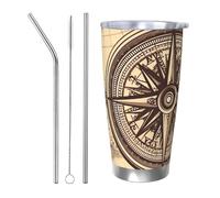 WSOIHFEC Tumbler da 590 ml in acciaio inox con coperchio e cannuccia bicchieri isolati sottovuoto doppia parete tazza da viaggio legge della bussola navigazione tazza da caffè tazza da caffè tazza per
