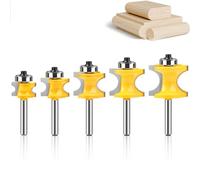 WSOOX 5 punte per fresa per perline con gambo da 1/4 di pollice con punta in carburo per perline, raggio: 1/4", 3/8", 1/2", 5/8", 3/4"