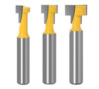 WSOOX 8mm gambo T-Slot carburo di cemento con lavorazione del legno Cutter Router Cnc Bit, 3Pz T-Slot Track Fresa Legno Fresatrice Verticale Giallo