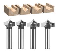 WSOOX Set di 4 Punte per Fresa, Diametro Gambo 8 mm, Arrotondata e Rotonda, per Legno, Utensili per la Lavorazione del Legno