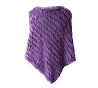 WSPDSD Vera Pelliccia Lavorata A Maglia Pelliccia Di Coniglio Poncho Gilet Gilet Moda Avvolgente Cappotto Vtg Scialle Signora Pelliccia Naturale Festa di Nozze All'ingrosso - 16 Viola, Taglia Unica