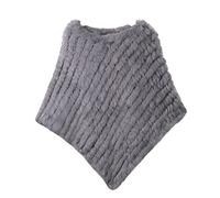 WSPDSD Vera Pelliccia Lavorata A Maglia Pelliccia Di Coniglio Poncho Gilet Gilet Moda Avvolgente Cappotto Vtg Scialle Signora Pelliccia Naturale Festa di Nozze All'ingrosso - 15 Grigio, Taglia Unica