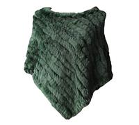 WSPDSD Vera Pelliccia Lavorata A Maglia Pelliccia Di Coniglio Poncho Gilet Gilet Moda Avvolgente Cappotto Vtg Scialle Signora Pelliccia Naturale Festa di Nozze All'ingrosso - 17 Verde, Taglia Unica