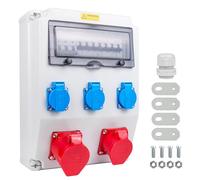 WSPIHO Distributore di corrente da costruzione 32A con interruttore Fi tipo A, 40A 30mA RCBO distributore da parete con presa CEE 32A, distributore di corrente impermeabile per scatola di