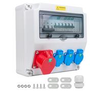 WSPIHO Distributore di corrente per cantieri con interruttore Fi tipo A, 40A 30mA RCBO Distributore a muro con presa CEE 16A da incasso, distributore di corrente impermeabile per scatola di