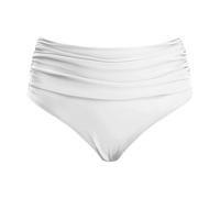 WSQHAO 2 Pezzi da Donna Bikini Slip Costume Bagno for L'Estate Tinta Unita a Vita Media Pantaloncini per Spiaggia e Piscina(White,L)