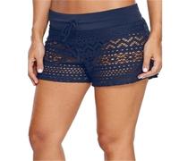 WSQHAO 2 Pezzi da Donna Costume Bagno Pantaloncini in Pizzo for Esterni Angolo Piatto Spiaggia for la per Spiaggia e Piscina(Blue,L)