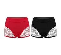 WSQHAO 2 Pezzi Pantaloncini da Bagno in Rete for Donna Spiaggia Sexy Elastici a Vita Media for Lo Sport per Spiaggia e Piscina(Black And Red,XS)