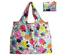 WSQHAO 5Pcs Large Foldable Shopping Bag Reusable Grocery Tear-Proof Nylon Suitable For Recycling Gift per Shopping(Color3)
