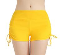 WSQHAO Costume da Bagno Donna, Pantaloncini ad Asciugatura Rapida for la Spiaggia, Yoga Traspiranti, Estivi con Coulisse per Spiaggia e Piscina(Yellow,S)