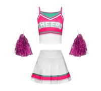 WSQHAO Costume da cheerleader for ragazze della scuola, elegante e traspirante, vestito, canotta gonna Per Donne(Pink,140)