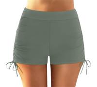 WSQHAO Costumi da Bagno Spiaggia for Donne, Slip Bikini a Vita Alta, Pantaloncini di Grandi Dimensioni per Spiaggia e Piscina(Green,L)