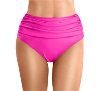 WSQHAO Pantaloncini da Bagno Donna a Vita Alta, Slip Bikini for la Spiaggia, Pantaloncini Taglie Forti per Spiaggia e Piscina(Pink,M)