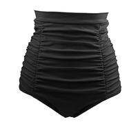WSQHAO Pantaloncini da Bagno Donna, Bikini Arricciato, Tankini for Il Nuoto, Pantaloncini a Vita Alta per Spiaggia e Piscina(Black,XXL)