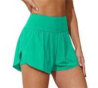 WSQHAO Pantaloncini da Bagno Donna for L'Estate Spiaggia a Vita Alta 2 in 1 con Tasche per Spiaggia e Piscina(Green,M)