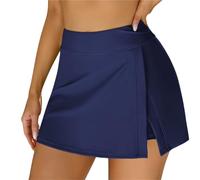 WSQHAO Pantaloncini da Bagno for Sport con Gonna Divisa incorporata, Pantaloncini a Vita Alta, Pantaloni for Donna per Spiaggia e Piscina(Blue,XXL)