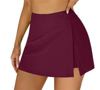 WSQHAO Pantaloncini da Bagno for Sport con Gonna Divisa incorporata, Pantaloncini a Vita Alta, Pantaloni for Donna per Spiaggia e Piscina(Red,L)