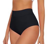WSQHAO Pantaloncini da Spiaggia a Vita Alta for Le Donne, Slip Bikini Morbidi e Arricciati, Pantaloncini for Il Nuoto per Spiaggia e Piscina(Black,L)