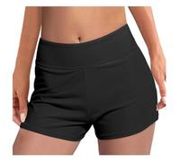 WSQHAO Pantaloncini da Spiaggia Morbidi Donna, for Nuotare, Pantaloncini Bagno Estivi a Vita Larga per Spiaggia e Piscina(Black,XXL)