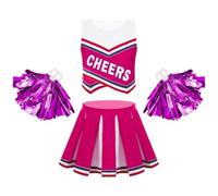 WSQHAO Tuta da cheerleader for bambine, senza maniche, con stampa di lettere e gonna a pieghe, costumi festa carnevale for Per Donne(Rose A,14)