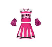WSQHAO Uniforme da cheerleader for bambini, gonna corta senza maniche, set di abbigliamento ballo for ragazze della scuola, affascinante vestito for la Per Donne(Rose red,160cm)