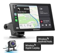 WSRADIOKITS Senza Fili Autoradio, Wireless A-pple Carplay & Android Auto Portatile, 9 Pollici Stereo Auto HD Touch Screen, Mirror Link, GPS Navigation, FM, Siri, AUX, Airplay, Telecamera posteriore