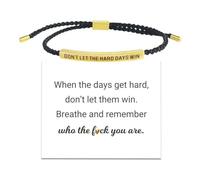 WSRRDRECVHi Braccialetto da donna con scritta in inglese "Don't Let The Hard Days Win", braccialetto regolabile in corda intrecciata incisa, bracciale motivazionale, bracciale ispiratore, regalo per