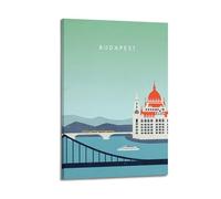 WSSHZXXJ Poster decorativo da parete con illustrazione di Budapest con architettura di Budapest e decorazione moderna per la camera da letto, 30 x 45 cm