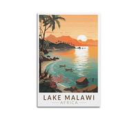 WSSHZXXJ Quadro decorativo da parete su tela con paesaggi illustrati, viaggi in Africa, lago Malawi, decorazione moderna per la camera da letto, 30 x 45 cm