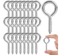 WSSROGY 24 ganci a vite M6 in acciaio inox 304 da 5,3 cm, resistenti, con vite a occhiello, cuscinetto di carico 90,7 kg, per cavi in legno, opere d'arte, uso interno ed esterno