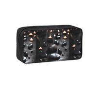 WSSYYBF Astuccio per penne semplice e spazioso con pietra misteriosa nera a forma di cuore. Custodia grande e spaziosa, in tessuto Oxford 600D, con cerniera, per lavoro, ufficio, moda da donna