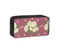 WSSYYBF Astuccio per penne semplice e spazioso con rosa bianca dell'amore. Custodia grande e spaziosa, in tessuto Oxford 600D, con cerniera, per lavoro, ufficio, moda da donna