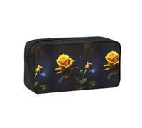 WSSYYBF Astuccio per penne semplice e spazioso con rose gialle, notte stellata, grande e spaziosa, custodia con cerniera Oxford 600D per lavoro, ufficio, moda da donna