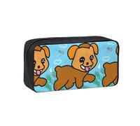 WSSYYBF Astuccio portapenne semplice e spazioso con cane in stile cartone animato. Grande e spaziosa, custodia Oxford 600D con cerniera per lavoro, ufficio, moda donna