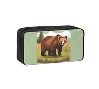 WSSYYBF Brown Bear Walking - Astuccio per penne semplice e spazioso, grande, in tessuto Oxford 600D, con cerniera, per lavoro, ufficio, moda donna