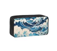 WSSYYBF Ukiyo-e Style Waves, astuccio per penne semplice e spazioso. Grande custodia spaziosa, custodia Oxford 600D con cerniera per lavoro, ufficio, moda da donna