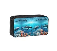 WSSYYBF Whales Under The Sea - Astuccio per penne semplice e spazioso. Grande custodia spaziosa, custodia Oxford 600D con cerniera per lavoro, ufficio, moda da donna