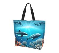 WSSYYBF Whales under the sea Borsa a tracolla da donna, alla moda, semplice e leggera
