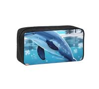 WSSYYBF Winter The Dolphin - Astuccio per penne semplice e spazioso, grande, in tessuto Oxford 600D, con cerniera, per lavoro, ufficio, moda donna