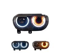 WSUMKH Faro Gruppo Ottico Anteriore RGB LED DRL Multicolore Per Auto Per Dodge Per Challenger 2008 2009 2010 2011 2012 2013 2014 Fari Anteriori Auto(2pcs Normal Halo)
