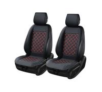 WSUMKH Set Copri-Sedile Coprisedile Auto In PU Protezione Universale Per Cuscino Anteriore In Pelle Tappetino Per Schienale Sedia Automatica(2 black red)