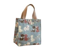 Wswqop Borsa in Tela Resistente con Manici, Portatile E Multifunzionale, Ideale per L'ufficio, Lo Shopping E Altro Ancora, Gatti Verdi