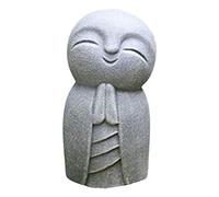Wswqop Cute Resin Grey Statue Little Buddha with Smile for Garden Yard Lawn