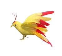 Wswqop Figura Artificiale con Piume, Ornamento Decorativo Simulato, Giallo d'uccello
