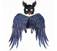 Wswqop Maschera con Piume Fantasy | Taglia Unica, Costume con Maschera e set alato, Comodo, per Cosplay