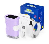 Wswqop Microscopio Digitale per Bambini Microscopio Didattico Portatile Strumento per Scoperte Fotocamera 2MP 1000x Display 2pollici con 8 Led Focus Manuale, Viola