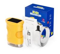 Wswqop Microscopio Digitale per Bambini Microscopio Didattico Portatile Strumento per Scoperte Fotocamera 2MP 1000x Display 2pollici con 8 Led Focus Manuale, Giallo