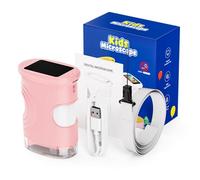 Wswqop Microscopio Digitale per Bambini Microscopio Didattico Portatile Strumento per Scoperte Fotocamera 2MP 1000x Display 2pollici con 8 Led Focus Manuale, Rosa